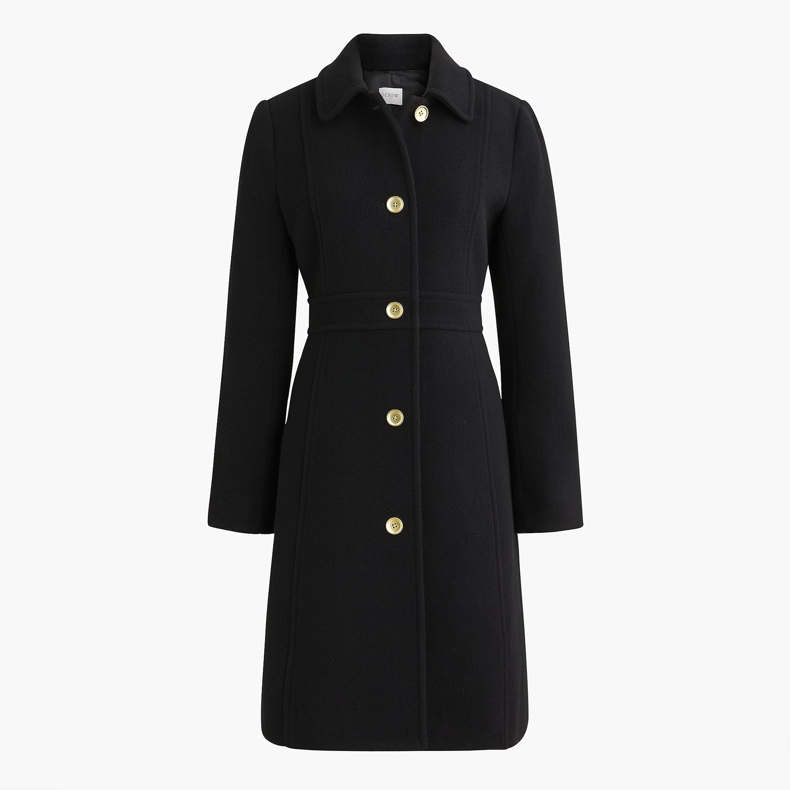 J. Crew Black Wool Blend Pea Coat With Gold Buttons